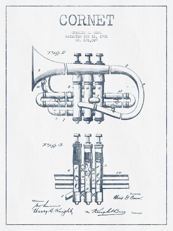 675x900 Cornet Patent Drawing - Cornet Drawing