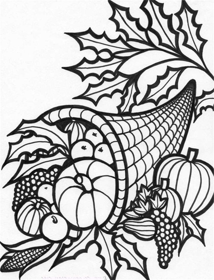 840x1100 Cornucopia Coloring Pages Printable Drawing Pictures - Cornucopia Drawing