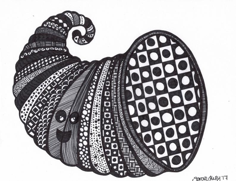 794x610 Cornucopia Drawing Etsy - Cornucopia Drawing