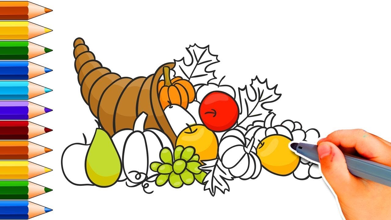 1280x720 How To Draw A Cornucopia - Cornucopia Drawing