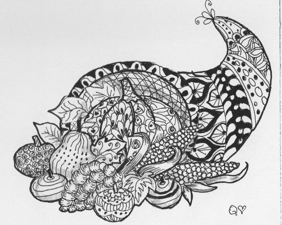 900x720 Cornucopia Drawing - Cornucopia Drawing