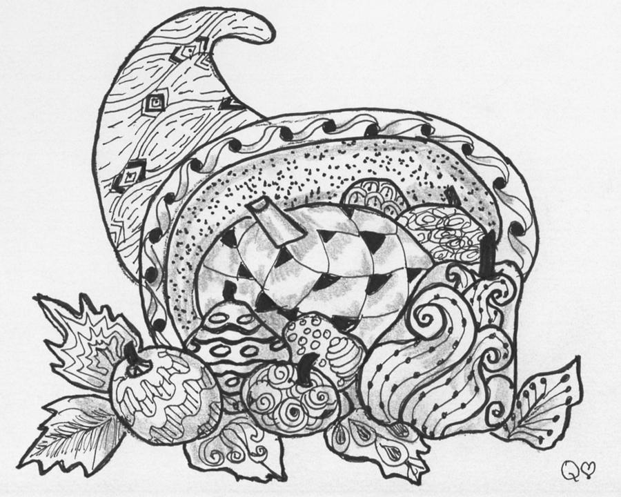 900x720 Cornucopia Drawing - Cornucopia Drawing
