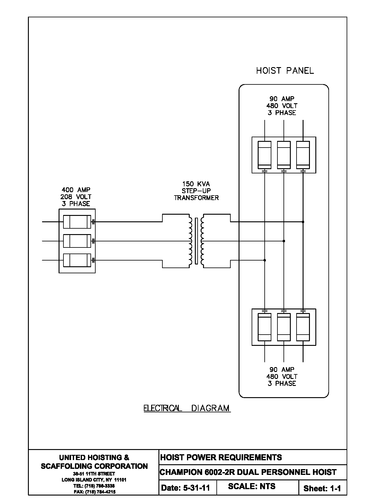 1275x1650 electrical drawings united hoisting scaffolding corp - Corporation Drawing