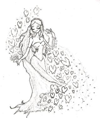 320x380 this is emily from tim burton's corpse bride disintegrating into - Corpse Bride Drawing