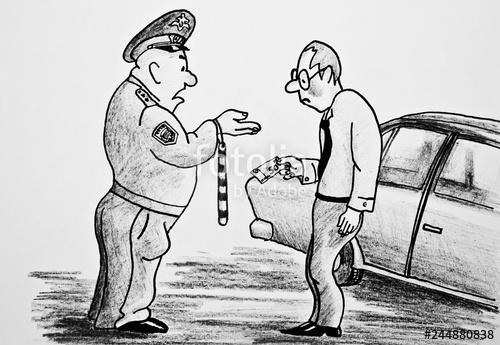 500x345 the policeman demands money from the driver illustration - Corruption Drawing