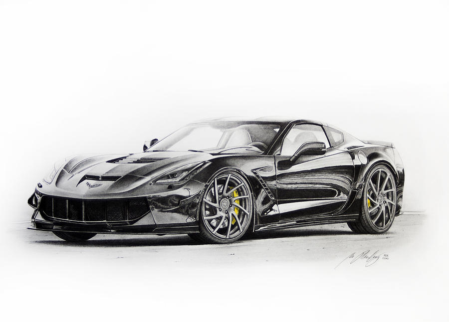 900x646 chevrolet corvette drawing painting - Corvette Drawing