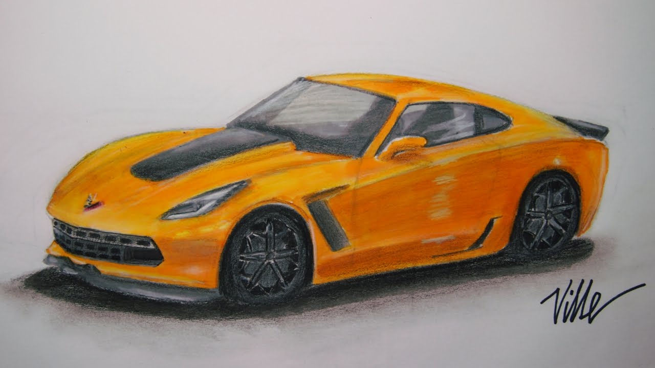 1280x720 corvette speed drawing - Corvette Drawing