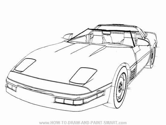 550x413 how to draw a corvette - Corvette Drawing
