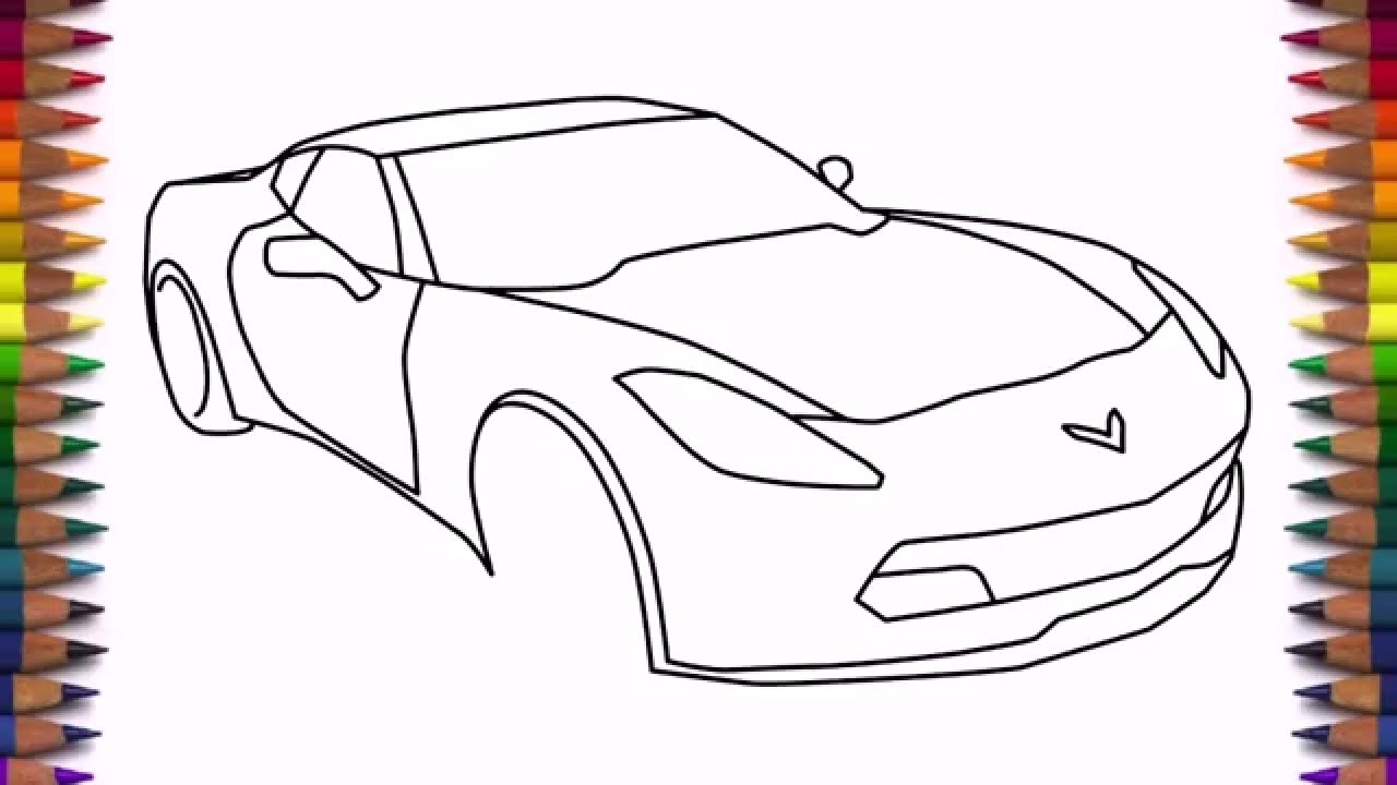 1280x720 how to draw a car chevrolet corvette step - Corvette Drawing
