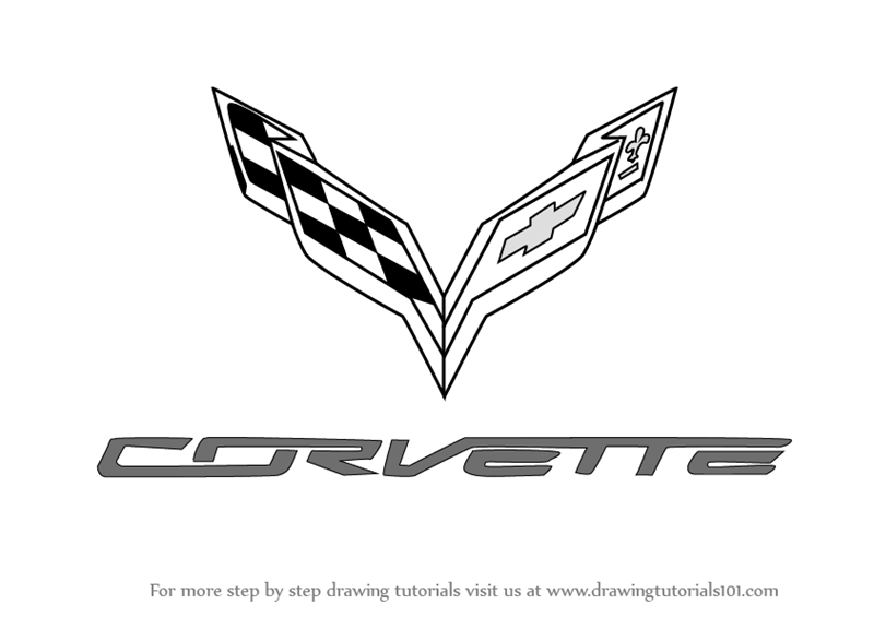 800x565 learn how to draw corvette logo - Corvette Drawing