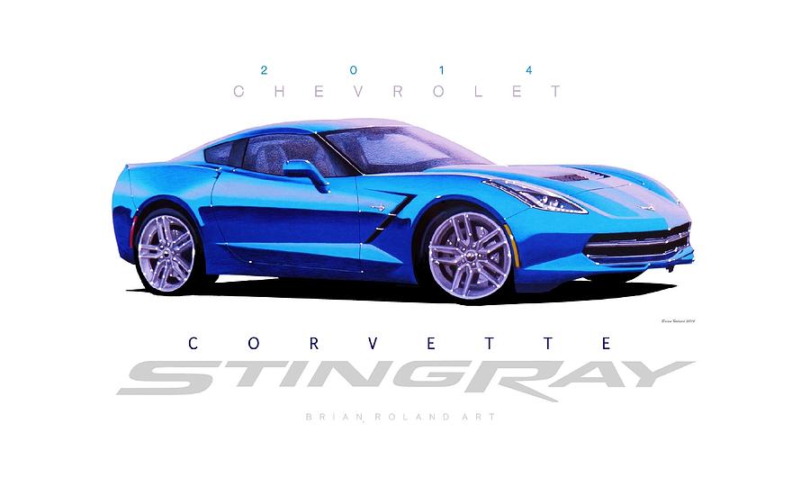 900x540 chevrolet corvette stingray in blue drawing - Corvette Stingray Drawing