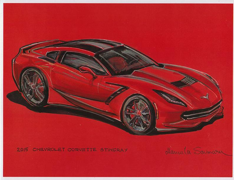 794x610 chevrolet corvette stingray drawing muscle car etsy - Corvette Stingray Drawing