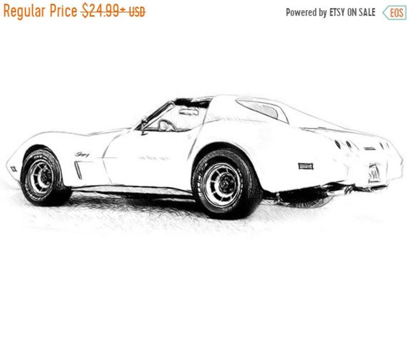 794x660 off sale corvette stingray drawing t shirt etsy - Corvette Stingray Drawing