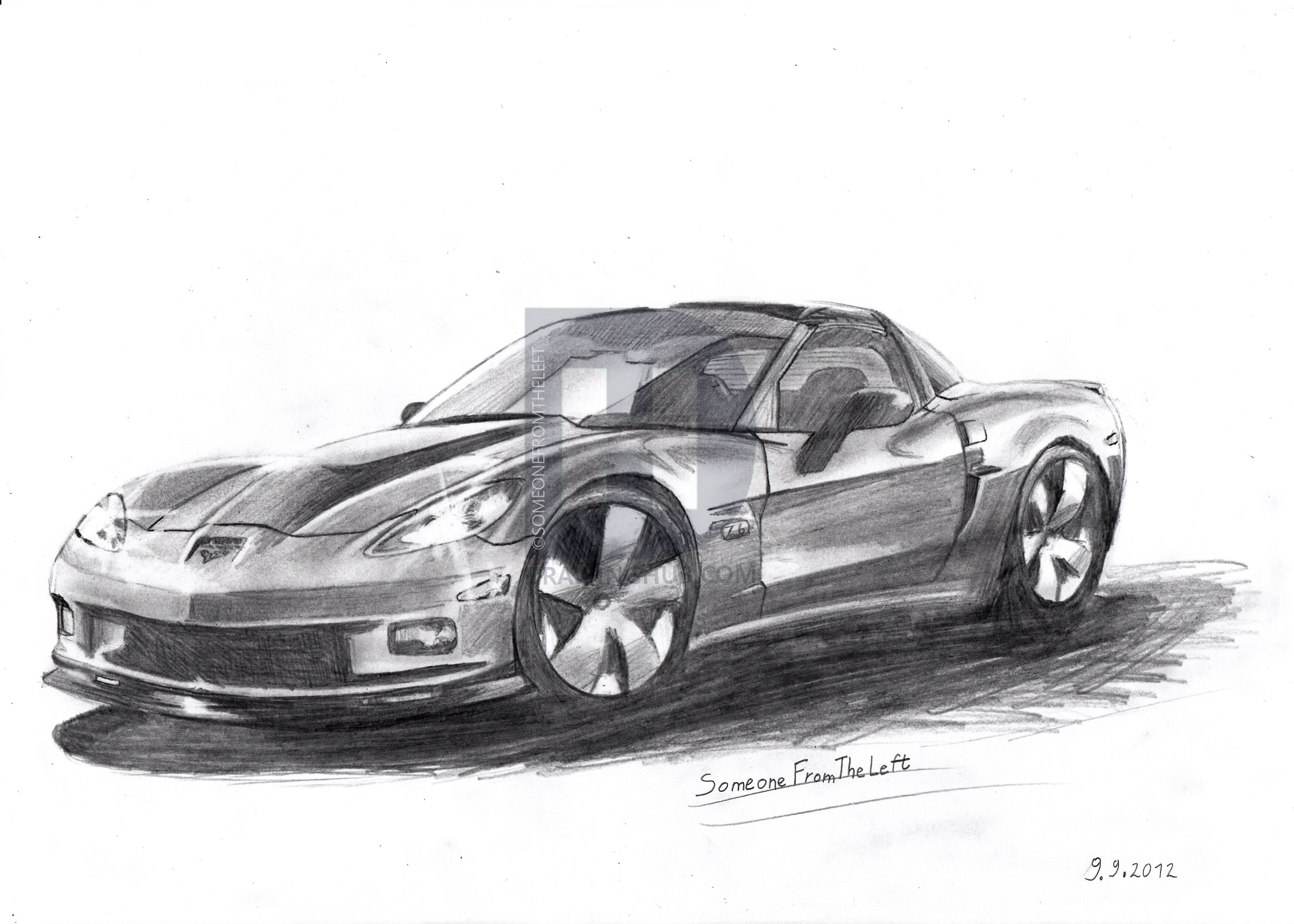 3496x2496 Corvette Drawing - Corvette Z06 Drawing