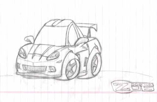 320x208 Heart In Art Chevy Corvette Cartoon Drawing - Corvette Z06 Drawing
