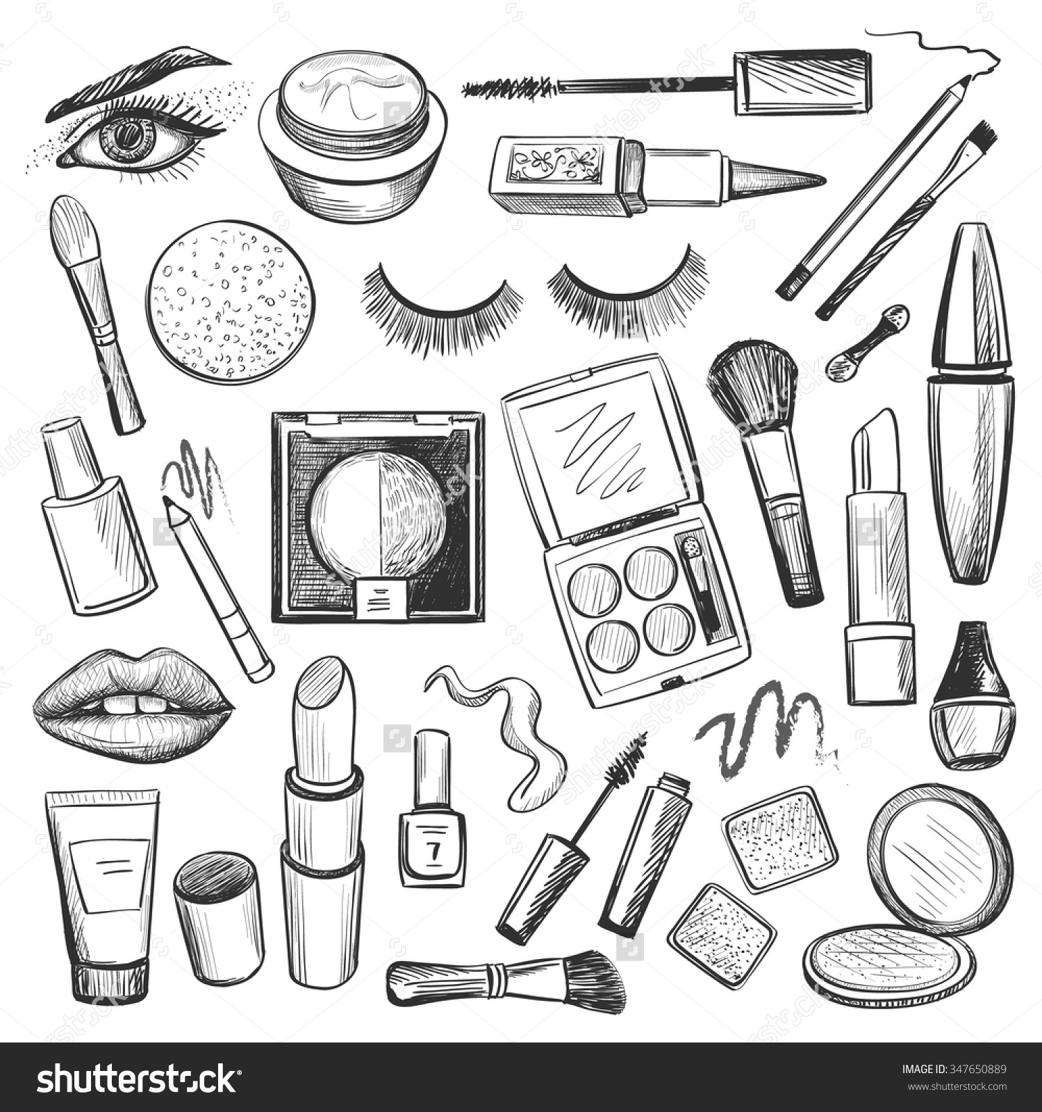 1500x1600 Makeup Drawing Free Download - Cosmetology Drawings