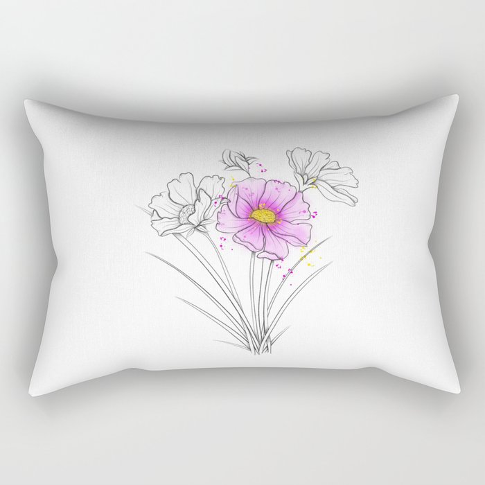700x700 cosmos flower drawing rectangular pillow - Cosmos Flower Drawing