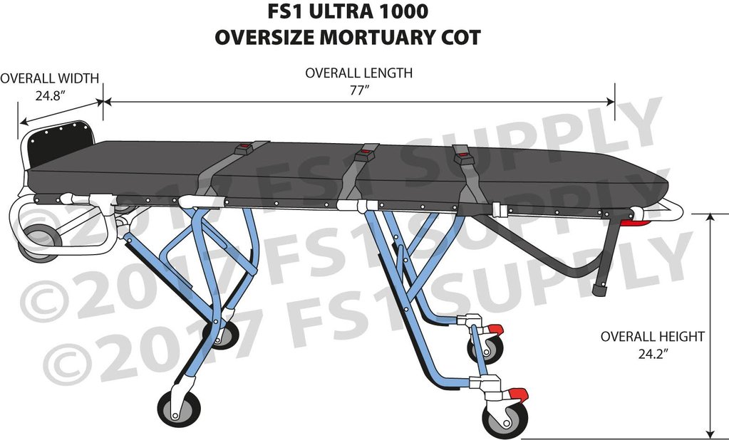 1023x618 Ultra Oversized Mortuary Cot Multi Level Bariatric - Cot Drawing