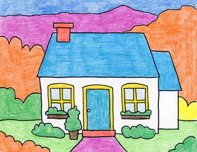 650x502 Draw Cottage Art Projects For Kids - Cottage Drawing
