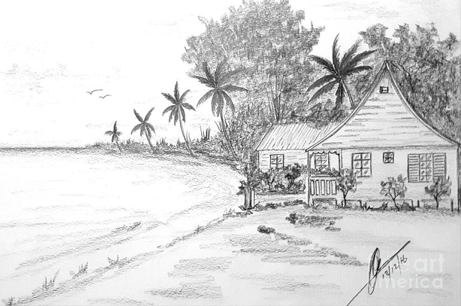 900x598 Seaside Cottage Drawing - Cottage Drawing