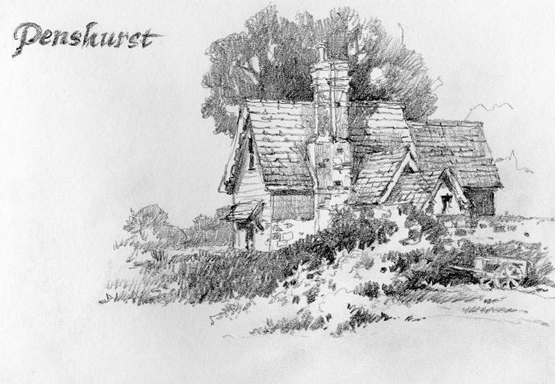 800x554 Sketchbook Drawing Of Penshurst Cottage Roland Lee - Cottage Drawing