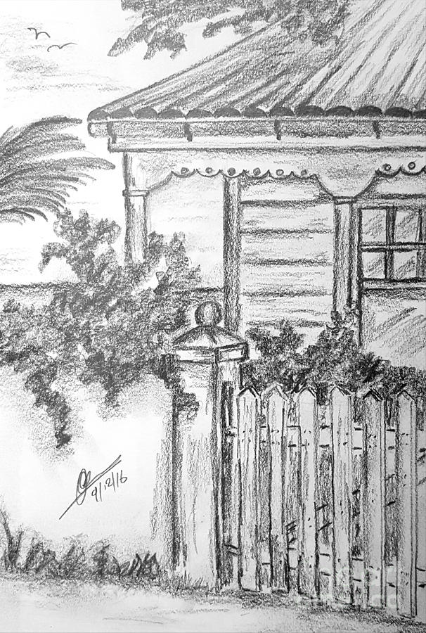 606x900 Country Cottage Drawing - Cottage Drawing