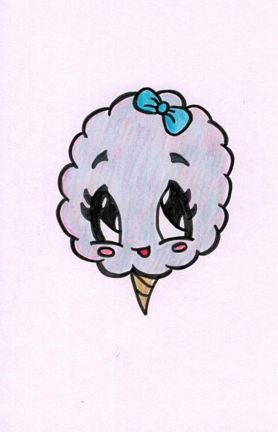 570x884 Cute Cotton Candy Drawing Each Drawing Is Created To Order If You - Cotton Candy Drawing