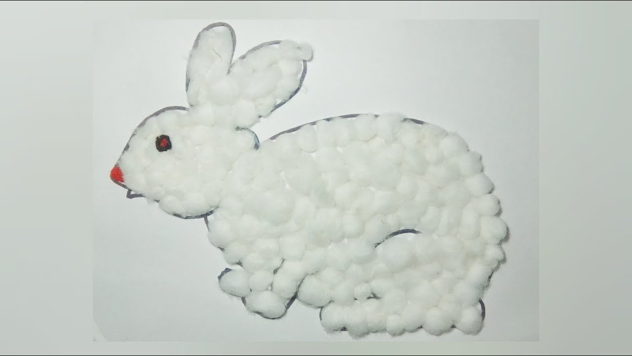 1280x720 How To Make Rabbit With Cotton Poster - Cotton Drawing