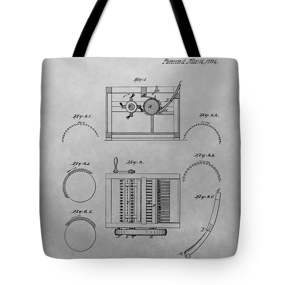 1000x1000 eli whitney cotton gin patent drawing tote bag for sale - Cotton Gin Drawing