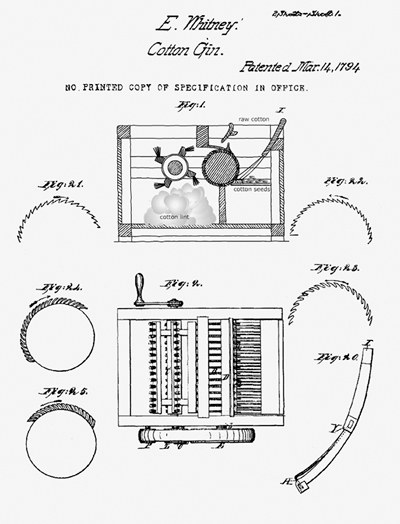 400x524 oct whitney's cotton gin patent not worth much wired - Cotton Gin Drawing