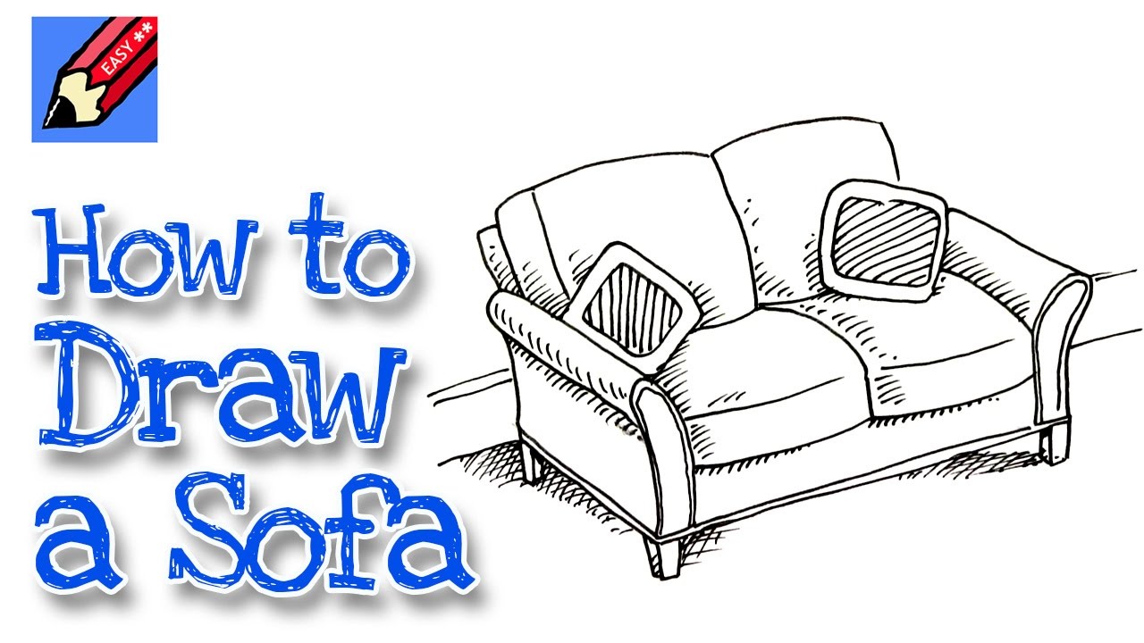 1280x720 How To Draw A Sofa Real Easy - Couch Drawing