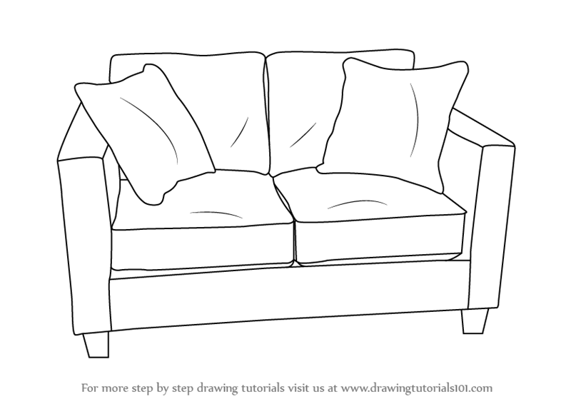 800x566 Learn How To Draw Love Seats - Couch Drawing
