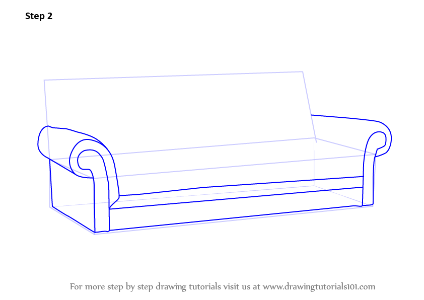 842x596 Learn How To Draw Sofa - Couch Drawing