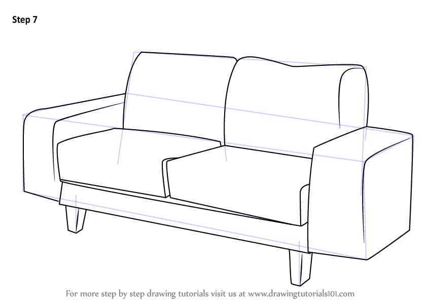 844x598 Learn How To Draw A Couch - Couch Drawing