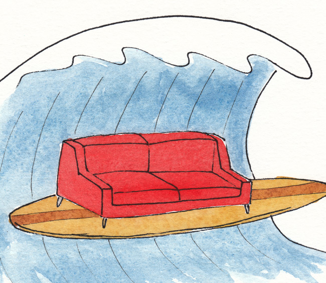 650x564 Couch, Surfing - Couch Drawing
