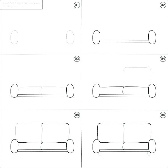 590x590 Drawing Of A Couch - Couch Drawing