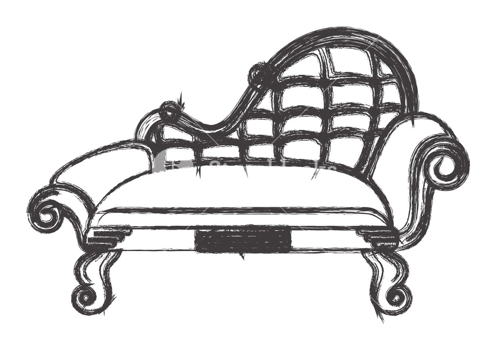 1000x700 Ancient Sofa Drawing Royalty Free Stock Image - Couch Drawing