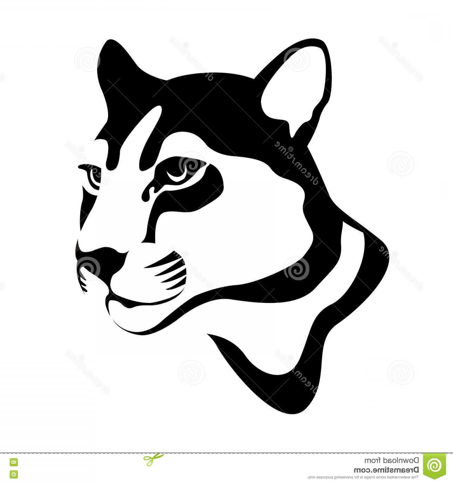 1560x1668 stock illustration cougar mountain lion head vector black - Cougar Head Drawing