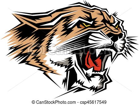 450x341 stylized cougar mascot head for school, college or league - Cougar Head Drawing