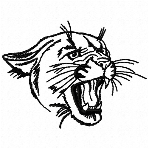 500x500 animals embroidery design cougar head from embroidery stitches - Cougar Head Drawing