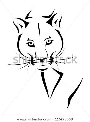 346x470 cougar tattoo - Cougar Line Drawing