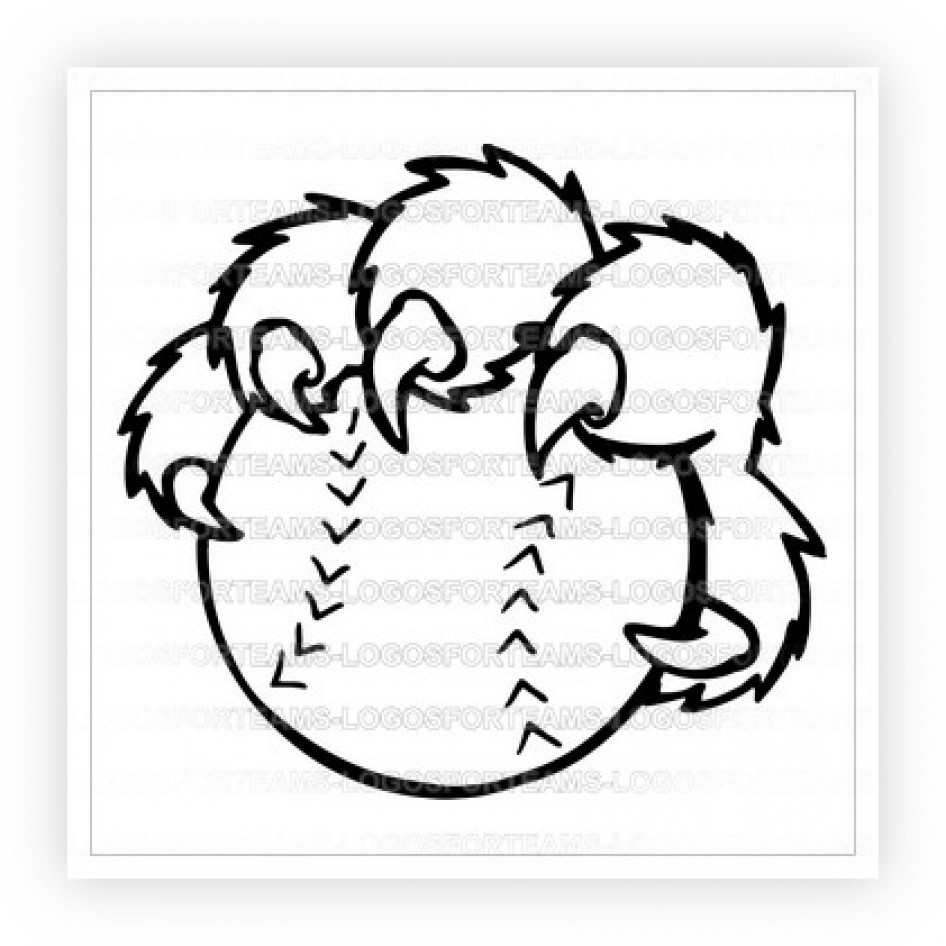 946x946 Mascot Logo Part Of Cougar Paw Holding A Baseball Or Softball - Cougar Paw Drawing