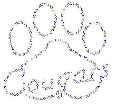 480x444 paw with cougar rhinestone transfer - Cougar Paw Drawing