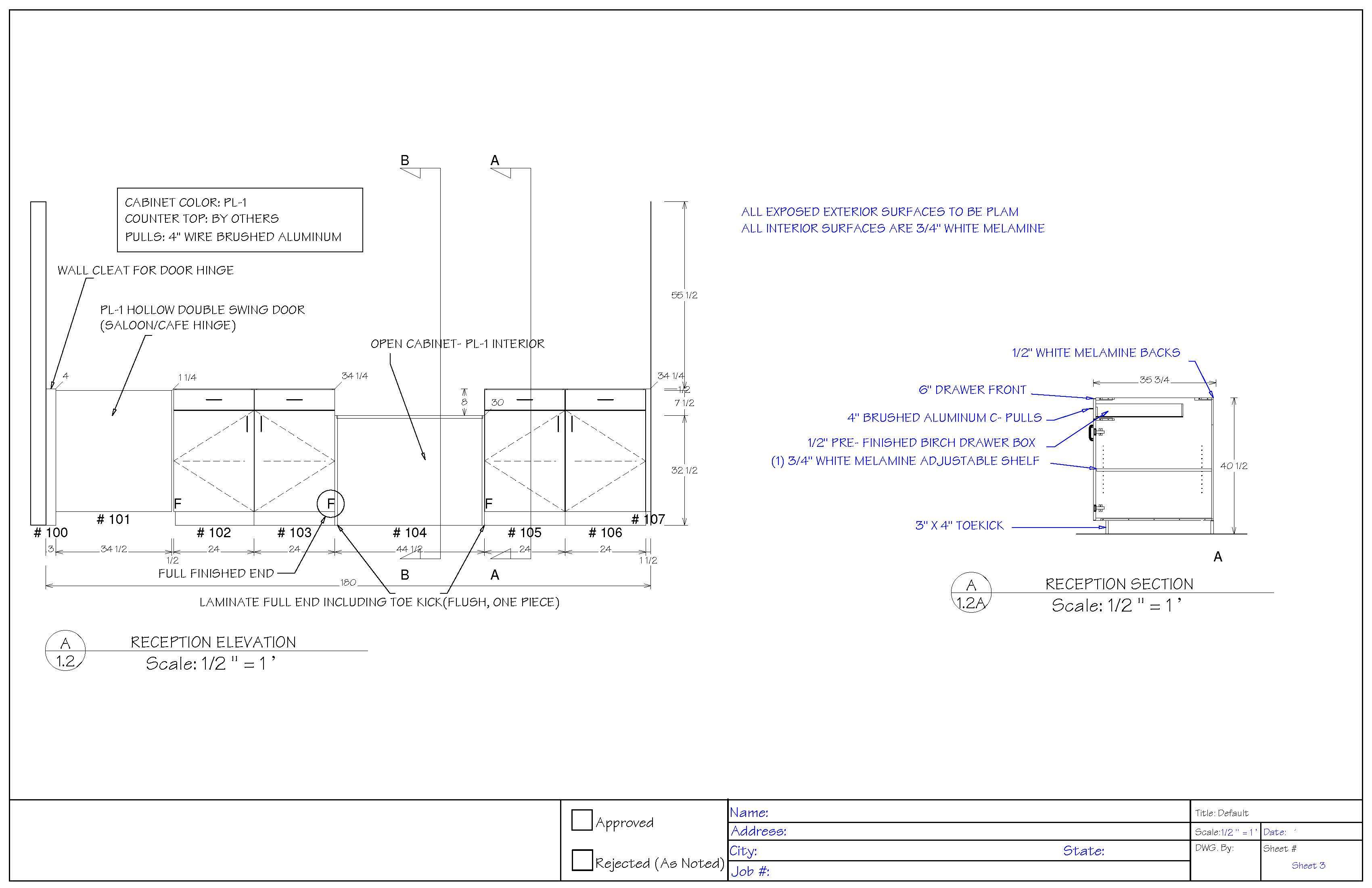 3400x2200 commercial gym check in counter drawing cabinets - Counter Drawing
