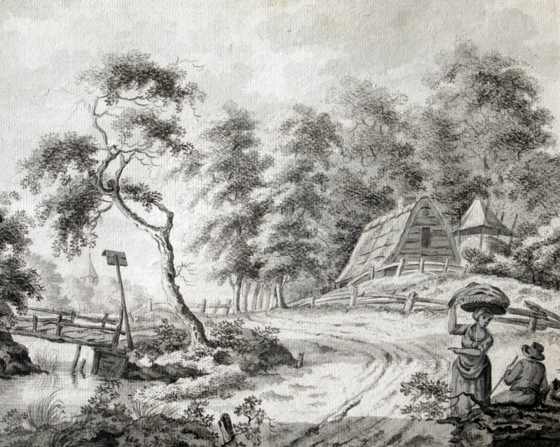 800x639 century drawing of figures in a country landscape - Country Drawings