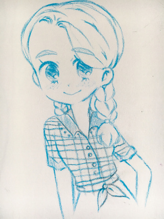 320x427 country girl blue pencil sketch - Country Girl Drawings