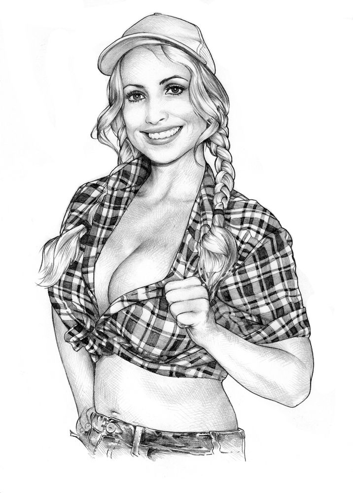 716x1000 dave nestler, pinup art, sketch, deanna webb, country girl - Country Girl Drawings