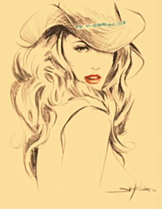 317x409 American Cowgirl Art Cowgirl Tattoos, Drawings, Art - Country Girl Drawings