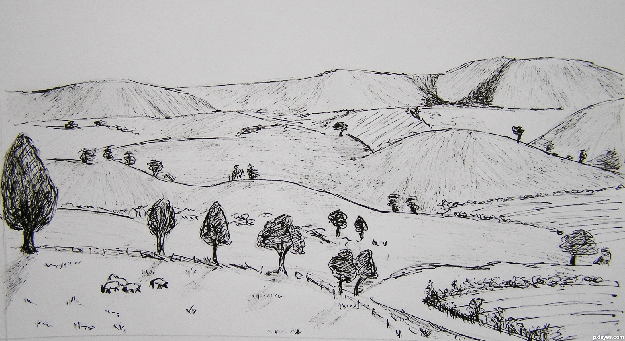 2194x1198 Drawing Contest Pictures Of Countryside - Countryside Drawing