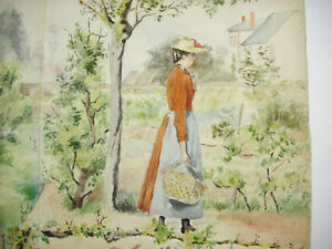 300x225 drawing original dr scene of countryside young femme au - Countryside Drawing